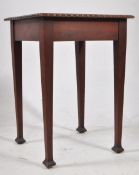 EARLY 20TH CENTURY ARTS AND CRAFTS BRASS INLAID MAHOGANY SIDE TABLE