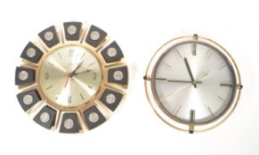 TWO MID CENTURY RETRO WALL CLOCKS