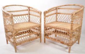 PAIR OF VINTAGE 20TH CENTURY WICKER ARMCHAIRS