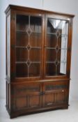 OLD CHARM 20TH CENTURY OAK LEAD GLAZED DISPLAY CABINET