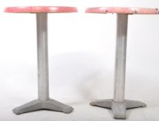PAIR OF 1970S RETRO ALUMINIUM BASED CAFE BISTRO TABLES