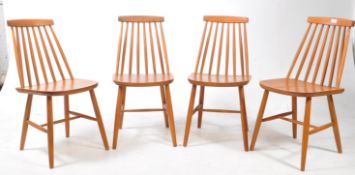 SET OF FOUR 20TH CENTURY TEAK STICK BACK DINING CHAIRS