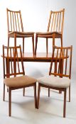 BRITISH MODERN DESIGN - MID CENTURY TEAK DINING TABLE & FOUR CHAIRS