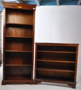 EDWARDIAN MAHOGANY INLAID OPEN WINDOW BOOKCASE