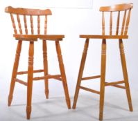 TWO CONTEMPORARY COUNTRY PINE BARSTOOLS