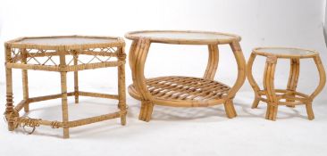 BRITISH MODERN DESIGN - THREE MID CENTURY BAMBOO OCCASIONAL TABLES