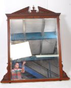 EDWARDIAN LARGE MAHOGANY OVER MANTEL MIRROR