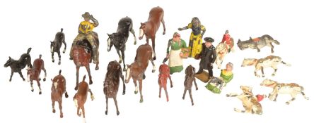 COLLECTION OF VINTAGE LEAD FIGURE HORSES & PEOPLE