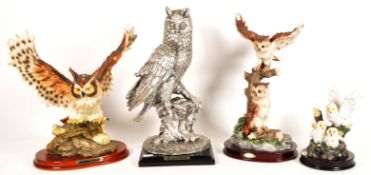 THE JULIANA COLLECTION - FOUR CONTEMPORARY RESIN OWL FIGURES