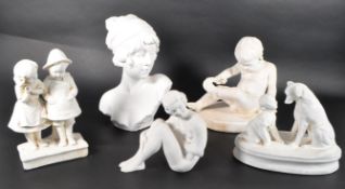 FIVE 20TH CENTURY PLASTER FIGURE SCULPTURES