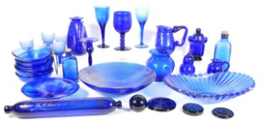 COLLECTION OF LATE 20TH CENTURY BRISTOL BLUE GLASS AND OTHERS