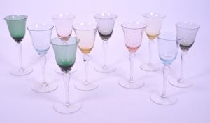 COLLECTION OF LATE 20TH CENTURY VINTAGE COLOURED APERITIF GLASSES