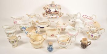 COLLECTION OF EARLY 19TH CENTURY EARTHENWARE AND CHINA MILK JUGS