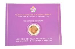 2007 UK DIAMOND WEDDING ANNIVERSARY SOVEREIGN COIN