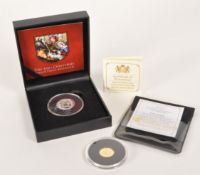2014 9CT GOLD CROWN COIN & SILVER SOVEREIGN