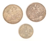 TWO 1890S QUEEN VICTORIA SILVER CROWN COINS