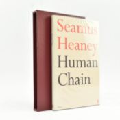 HEANEY, SEAMUS. 2010 HUMAN CHAIN SIGNED FIRST EDITION IN CUSTOM SLIPCASE
