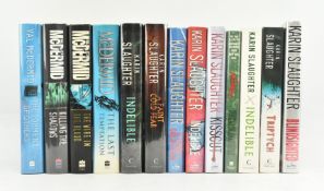 THRILLERS. COLLECTION OF THIRTEEN SIGNED FIRST & PROOF COPIES BY KARIN SLAUGHTER & VAL MCDERMID