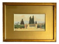 GAETANO FACCIOLA (1868-1949) - WATERCOLOUR OF VILLA D'ESTE, ROME