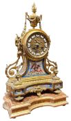 FRENCH 19TH CENTURY GILT & HAND PAINTED 8-DAY MANTEL CLOCK