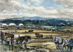 CHARLES BONE (B. 1926) - HORSE SHOW - WATERCOLOUR & GOUACHE ON PAPER