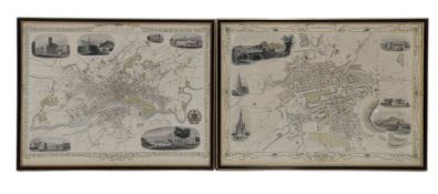 AFTER H. WINKLES - 1851 GLASGOW & EDINBURGH COLOURED CITY PLANS MAPS