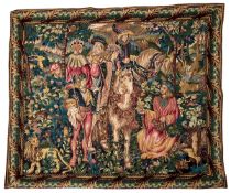 20TH CENTURY REPRODUCTION HANGING TAPESTRY OF THE ROYAL HUNT
