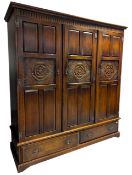 HARRODS - ROYAL OAK RANGE - SOLID OAK TRIPLE-SECTION WARDROBE