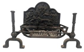 LATE 19TH CENTURY VICTORIAN CAST IRON FIREPLACE SET