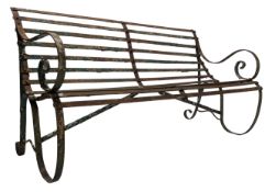REGENCY 19TH CENTURY STRAP IRON SCROLLED GARDEN BENCH