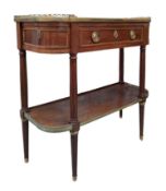 FRENCH LOUIS XV STYLE 19TH CENTURY MAHOGANY & BRASS CONSOLE TABLE