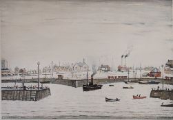AFTER L. S. LOWRY (1887-1976) - THE HARBOUR - SIGNED COLOUR LITHOGRAPH