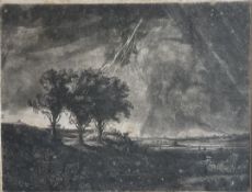 WILLIAM E. BAILLIE AFTER REMBRANDT - THE THREE TREES - ETCHING ON PAPER