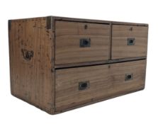 19TH CENTURY BRASS BOUND TEAK CAMPAIGN CHEST TRUNK