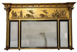 EARLY 19TH CENTURY REGENCY GILTWOOD AND GESSO OVERMANTLE MIRROR