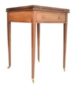 EDWARDIAN MAHOGANY & BOXWOOD INLAID ENVELOPE CARD TABLE