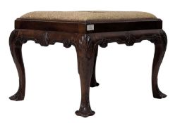 QUEEN ANNE REVIVAL MAHOGANY FRAMED FOOTSTOOL