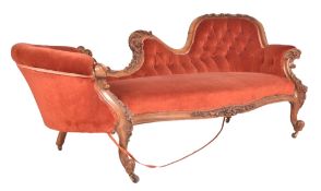 VICTORIAN 19TH CENTURY WALNUT DOUBLE SCROLL END SOFA SETTEE