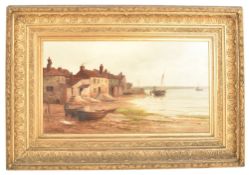 GUSTAVE DE BREANSKI - 19TH CENTURY OIL ON CANVAS MARITIME SCENE IN GILTWOOD & GESSO FRAME