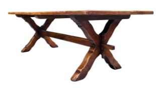 17TH CENTURY REVIVAL SOLID OAK REFECTORY DINING TABLE
