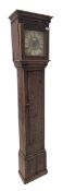 WELSH 18TH CENTURY OAK AND BRASS FACED LONG CASE GRANDFATHER CLOCK