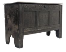 18TH CENTURY CARVED OAK PANELLED COFFER CHEST