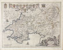 JOAN BLAEU - PENBROCHIA COMITATUS ET COMITATUS CAERMARIDUNUM MAP