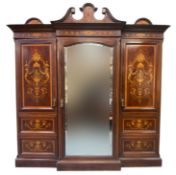 EDWARDS & ROBERTS - EDWARDIAN MAHOGANY INLAID WARDROBE
