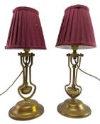 BENSON MANNER - PAIR OF EARLY 20TH CENTURY BRASS GIMBAL LAMPS