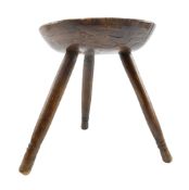 19TH CENTURY SYCAMORE & ASH WOOD WELSH MILKING STOOL
