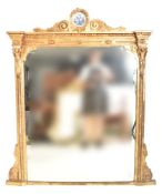 NEOCLASSICAL STYLE 19TH CENTURY GILTWOOD & GESSO OVERMANTEL MIRROR
