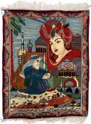 SMALL 20TH CENTURY IRANIAN ISFAHAN PICTORIAL CARPET TAPESTRY