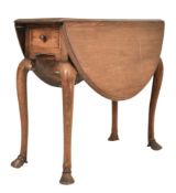 19TH CENTURY MAHOGANY HOOF FOOT DROP LEAF TABLE