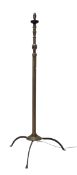 EDWARDIAN BRASS AND WROUGHT IRON TELESCOPIC STANDARD LAMP